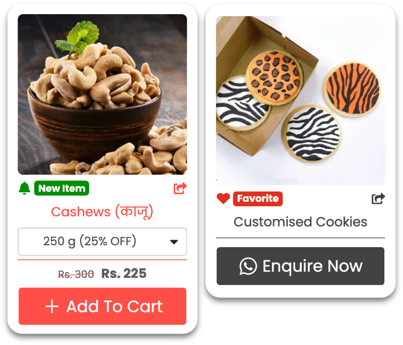Different types of products in an online store catalogue on MyEasyStore